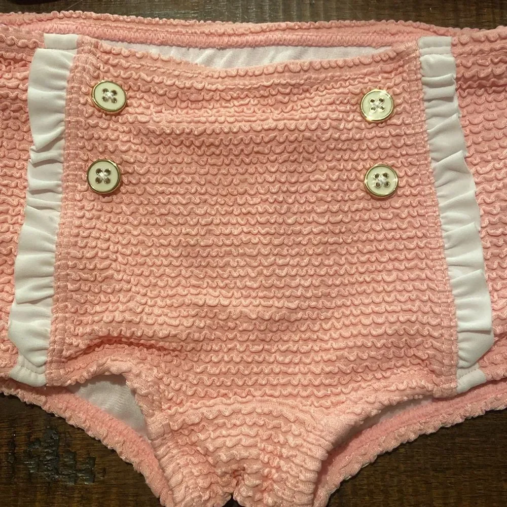 Janie & Jack Pink and White Textured Bikini Set 18-24 months